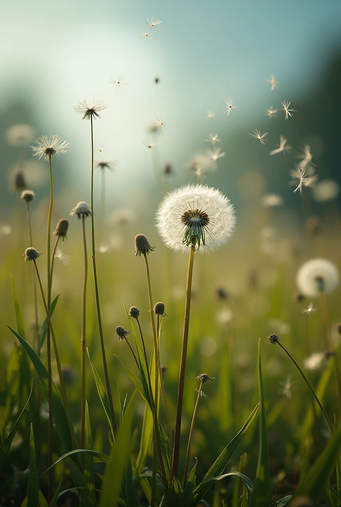 • Dandelions spread their seeds in the wind.wilderness., 