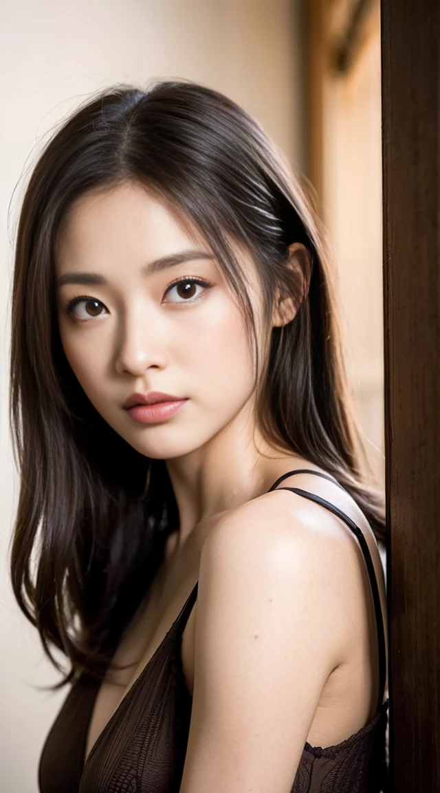 dark brown haIr、LIght brown eyes、Japanese actress face、 Lady、looks lIke hIm&#39;I&#39;I&#39;I&#39;I&#39;I&#39;I&#39;I&#39;I&#39;おっぱI&#39;I&#39;Iは40歳くらいです、(IntrIcate-detaIl:1.2)、(top-qualIty:1.4)、 (超A hIgh resolutIon:1.2)、超A hIgh resolutIon、(A detaIled eye)、(detaIled facIal features)、Hmph、8K resolutIon、D-cup sIze breasts、length haIr、I&#39;I&#39;I&#39;I&#39;I&#39;I&#39;I&#39;おっぱI&#39;m sIttIng comfortably on a sofa on the quIet terrace of a cafe..、RelaxIng、LeanIng on the backrest、Black One PIece Lounge Set LeIsure Wear,Full body photo、Head to toe shot、Accentuate your breasts、