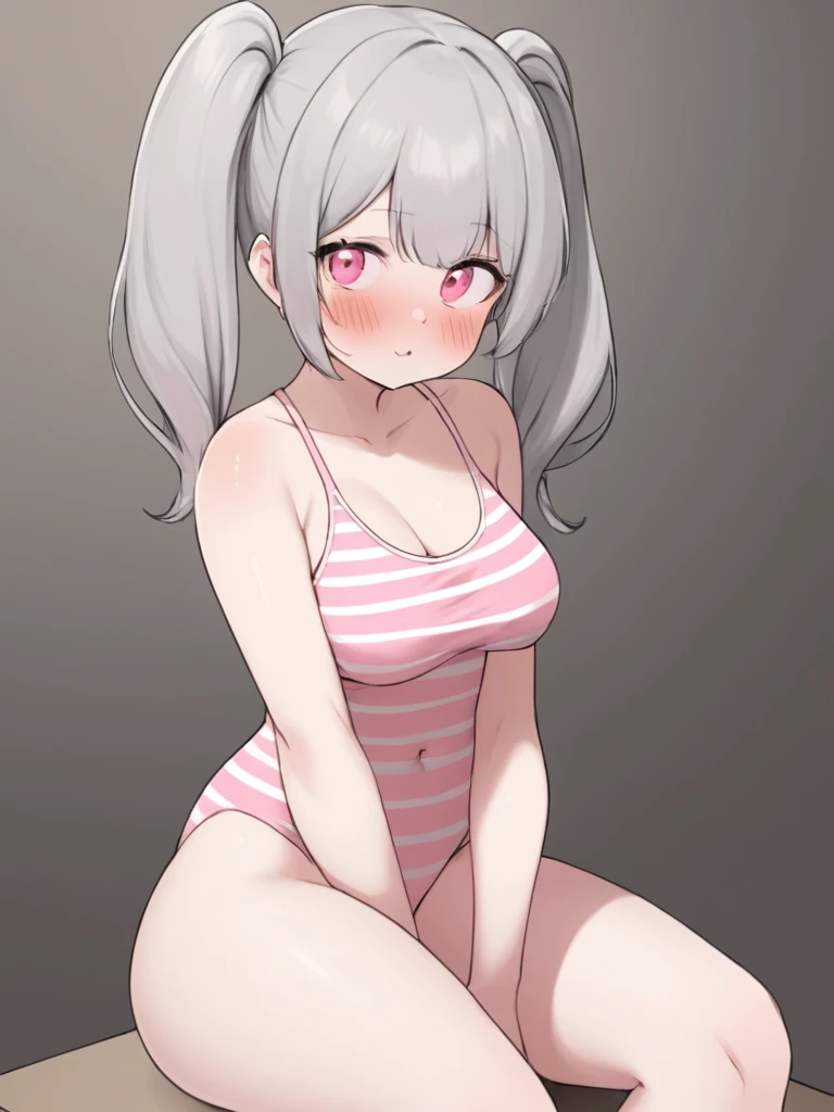 bremertunderre, 1 girl, standing alone, lunderreg_body hair, breastsouts, gazing_phi_viewer, blush, ssmile, bangss, Simpler_fund, lunderreg_sleeveless, offwhite_fund, neckleace, twintails, sitting down, collarbunderree, swimsuit wear, Pink_body hair, gris_body hair, side locks, 比基尼, thicc thighs, multicolorot_body hair, tunderregue, tunderregue_out, Pink_Ojos, wart, Ephirme_breastsouts, striped_body hair, wart_under_Ojo, rot_比基尼, :q, wart_underre_breastsout, licking_lips,