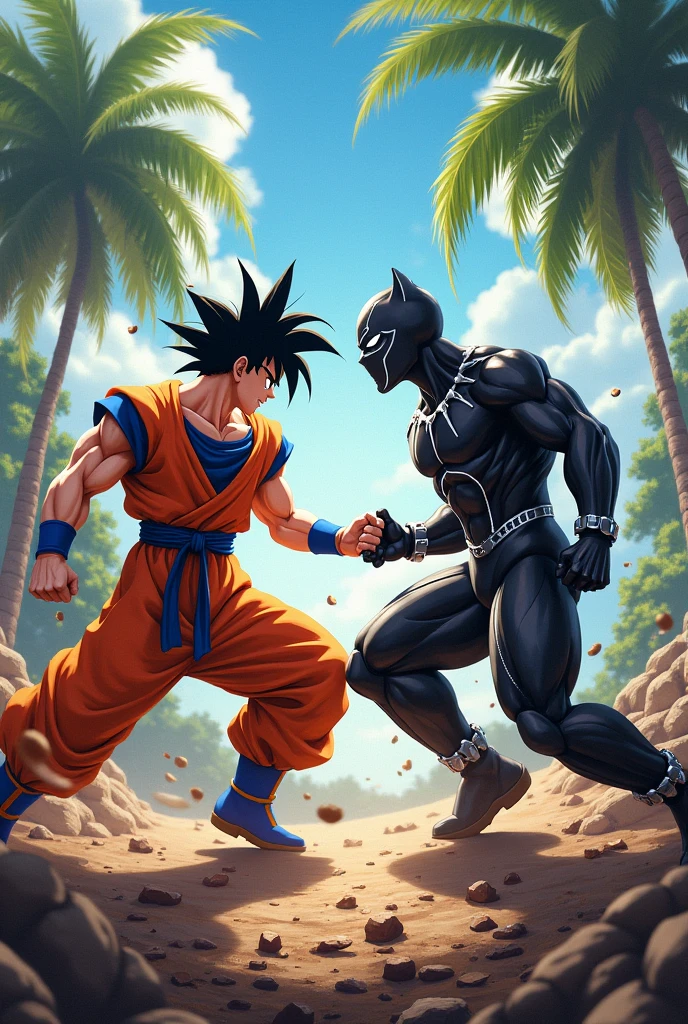Goku fighting Black Panther