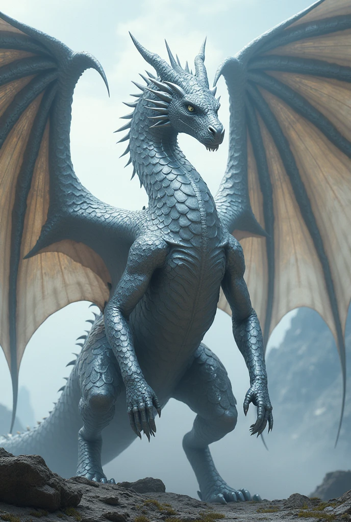 Physical Characteristics: A colossal platinum dragon, with shiny scales and a majestic presence. Your eyes are deep and wise, and he emits an aura of justice and nobility. He may have immense wings and a long, imposing tail..