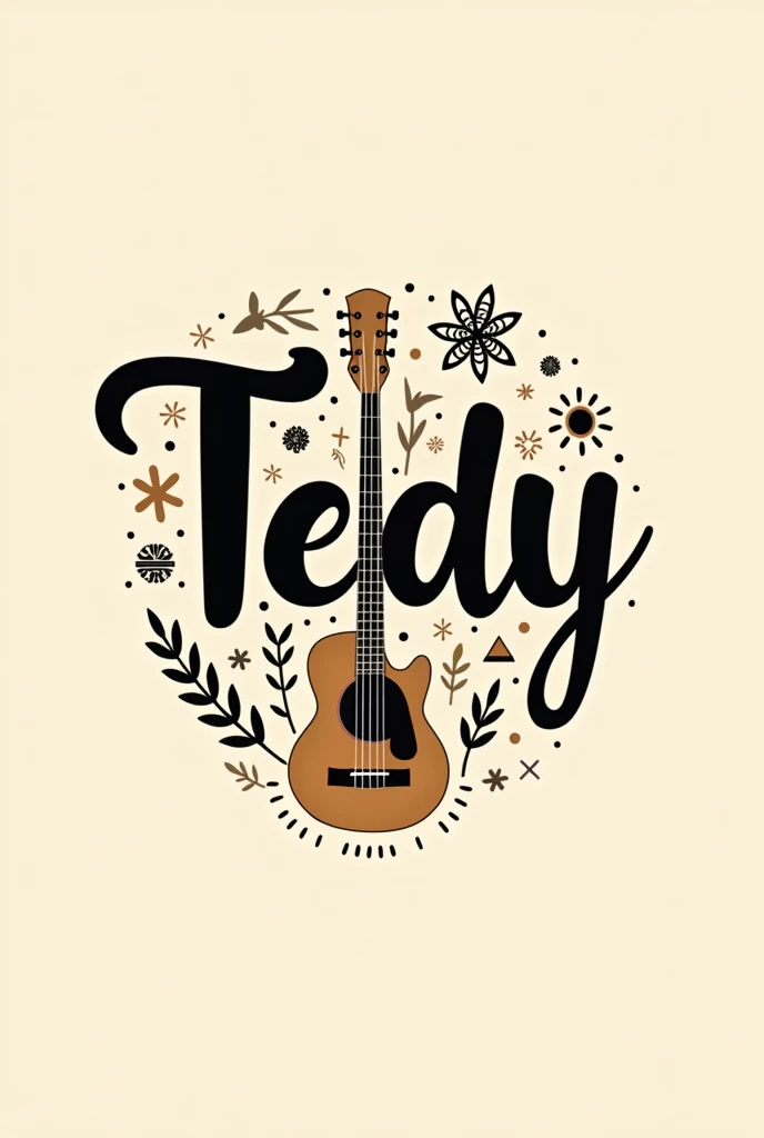 
Créer un logo avec ce nom :TEDY et ajoute un guitare pour la déco et avec des déco africains 