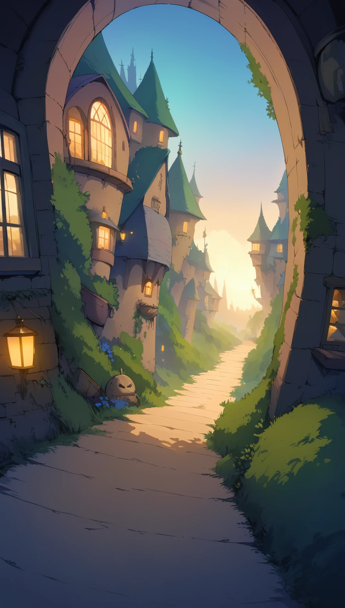 ultrawide landscape aesthetic,Studio ghibli inspired aesthetic, No People ,Witchy room
