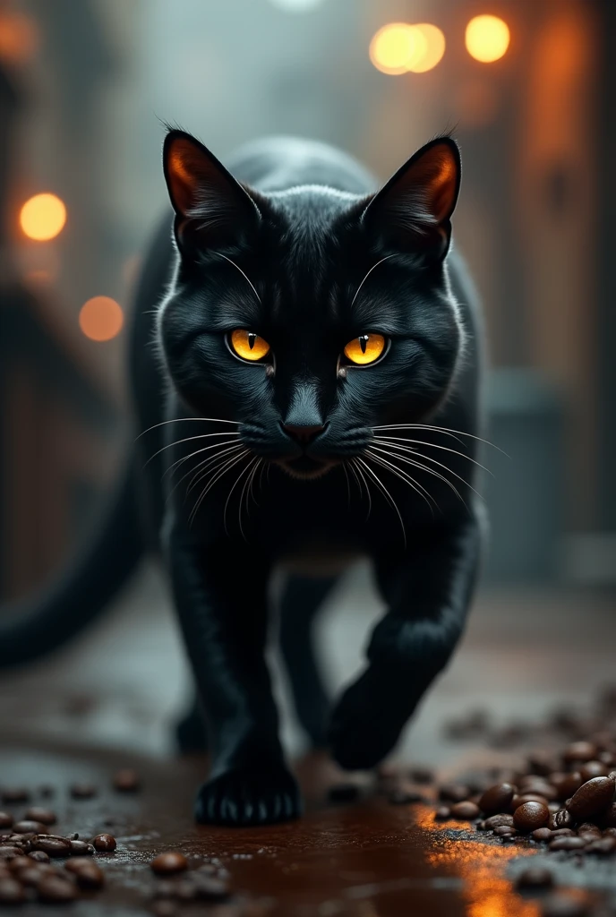 Coffee cat, black and strong white