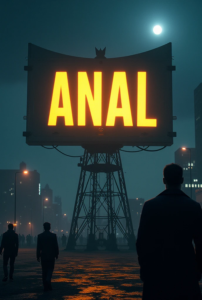 The bat signal but instead of the bat it says anal
