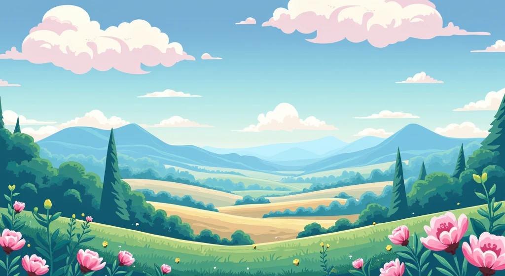 draw it as a CARTOON HERE IS THE DESCRIPTION: A serene and bucolic landscape that can evoke the essence of a valley with soft tones and a charming atmosphere. Although it is not pink, The calm atmosphere and wide field can help you visualize how it could be adapted for a "Pink Cotton Valley" with pink nuances and similar elements.
WITH DIFFERENT PERSPECTIVES OF THE WORLD