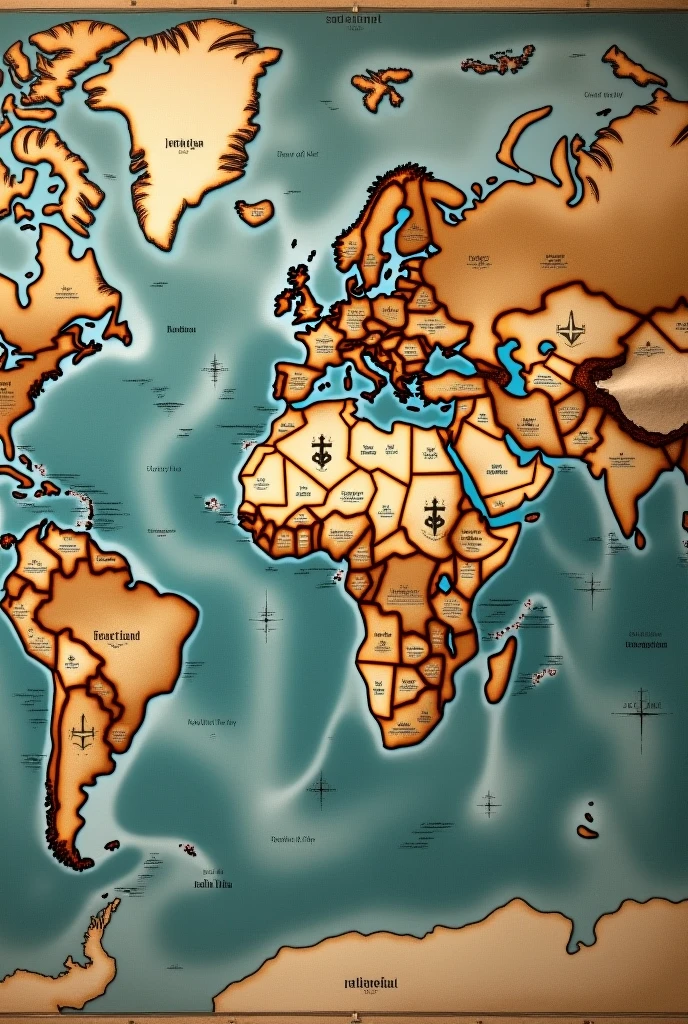 A current world map with several locations marked with Templar crosses 