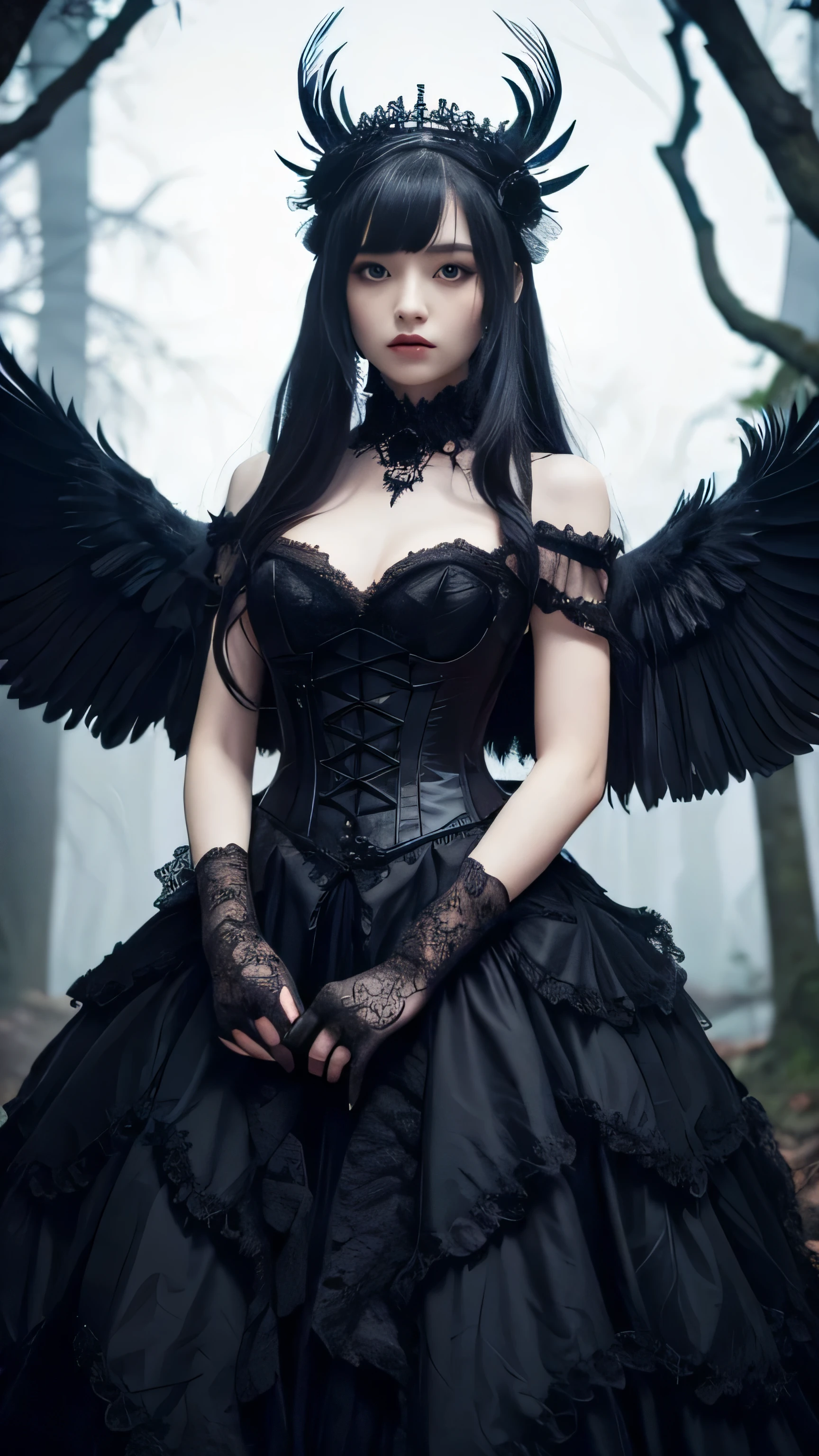 Gothic, Dark, Wing, Lady