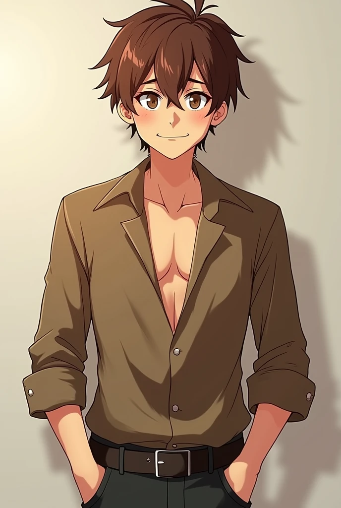 Brown haired boy,Brown eyes,brown skin,Stripper Clothes,SEX,cara SEX, handsome, animated,showing his penis