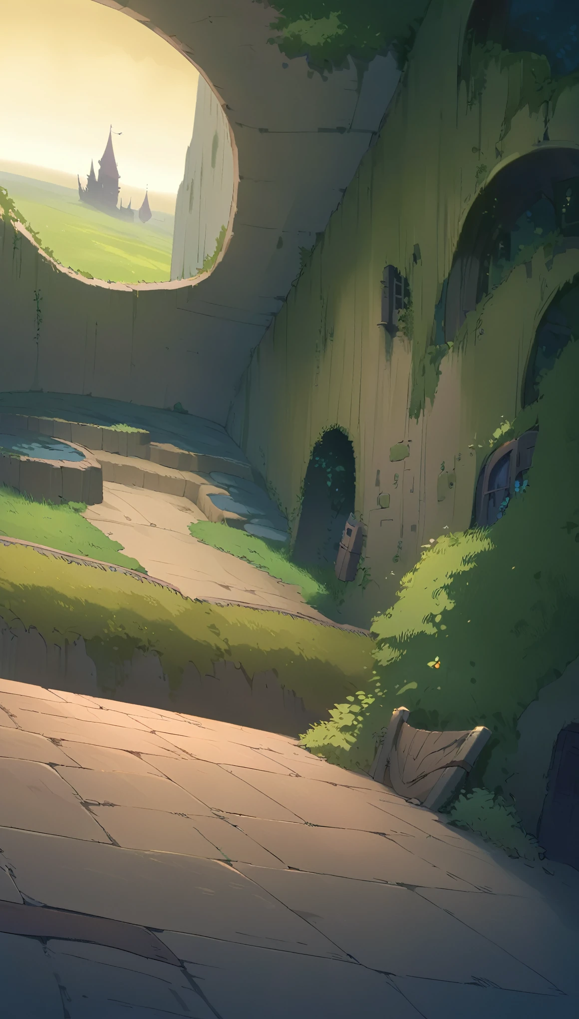 ultrawide landscape aesthetic,Studio ghibli inspired aesthetic, No People ,Witchy room