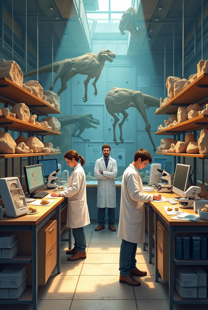 Create an Instagram post about paleontology lab members 