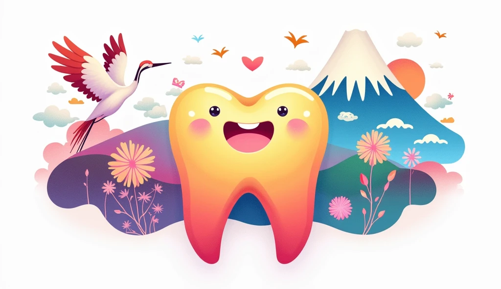 Lucky Charm、Japanese「Crane and Mt. Fuji」Illustration of「Crane and Mt. Fuji」teeth虹色でグラデーションで描かれているデザイン
金運を呼ぶ
とても華やか
その「Crane and Mt. Fuji」teeth、Smiling。
To the viewer、幸せを届ける様な華やかなデザイン
かなりクール
シックでモダンなデザイン
背景teeth白
4k