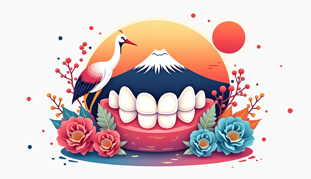 Lucky Charm、Japanese「Crane and Mt. Fuji」Illustration of「Crane and Mt. Fuji」teeth虹色でグラデーションで描かれているデザイン

金運を呼ぶ

とても華やか

その「Crane and Mt. Fuji」teeth、Smiling。
To the viewer、幸せを届ける様な華やかなデザイン

かなりクール
シックでモダンなデザイン

背景teeth白

4k
