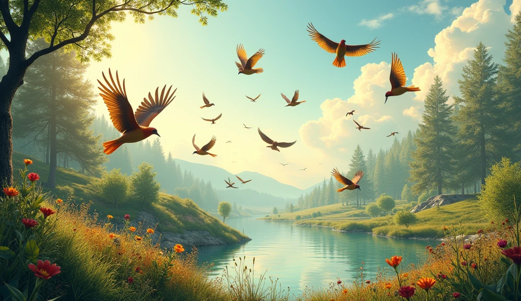 Birds in nature, beautiful nature view