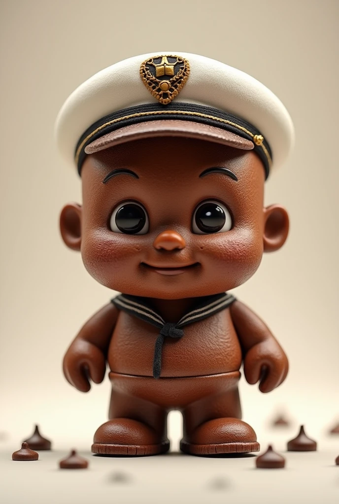 Realistic Chocolate Chip Brownie Shaped Male Character Small for Logo, with sailor's cachangá