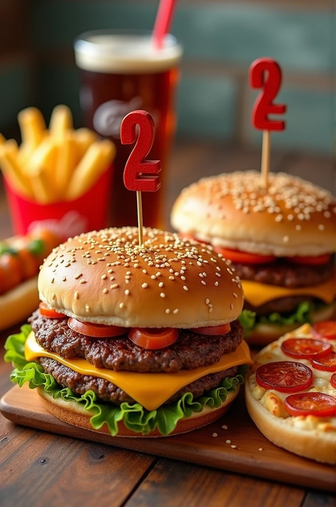 We offer a variety of classic fast food options, including juicy hamburgers, hot dogs with all the fixings, cheesy pizza, flavorful skewers, and crispy French fries.
Realiza un menú todo a 2$