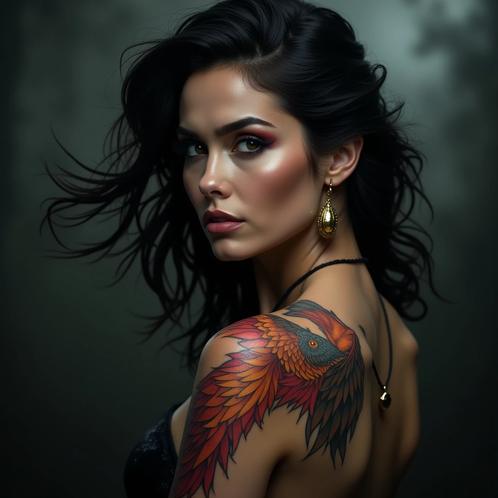 Woman with a Phoenix Tattoo