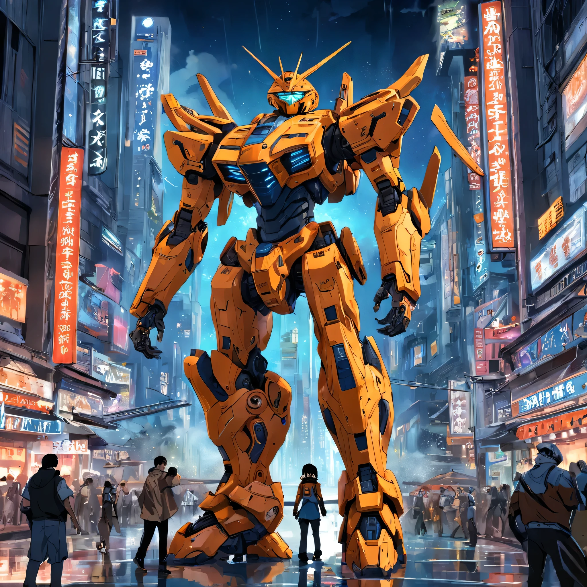1mecha，Pacific Rim，Pressure，City of the Future，Fight monsters，，masterpiece，Ultra HD，16K，Correct structure