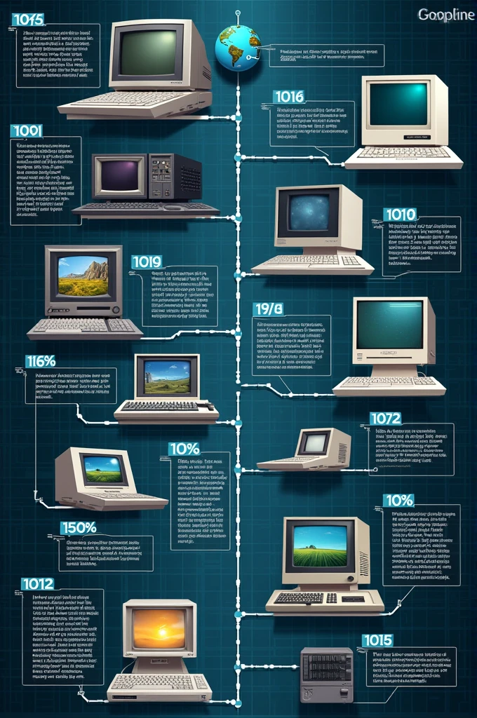 Make me a timeline of computer and it's milestone please provide at least 5 picture