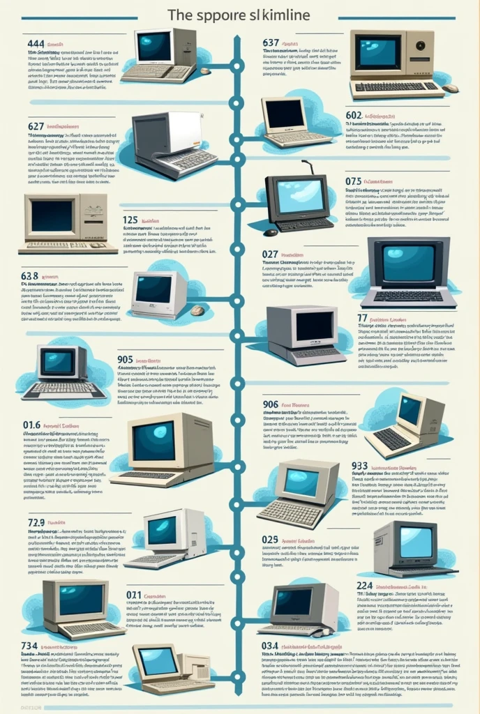 Make me a timeline of computer and it's milestone please provide at least 5 picture with English subtitles 