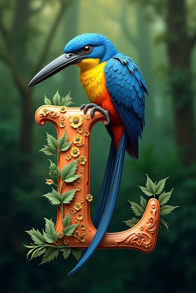 I only draw the lines of a blue-and-yellow macaw sitting on a tree trunk  