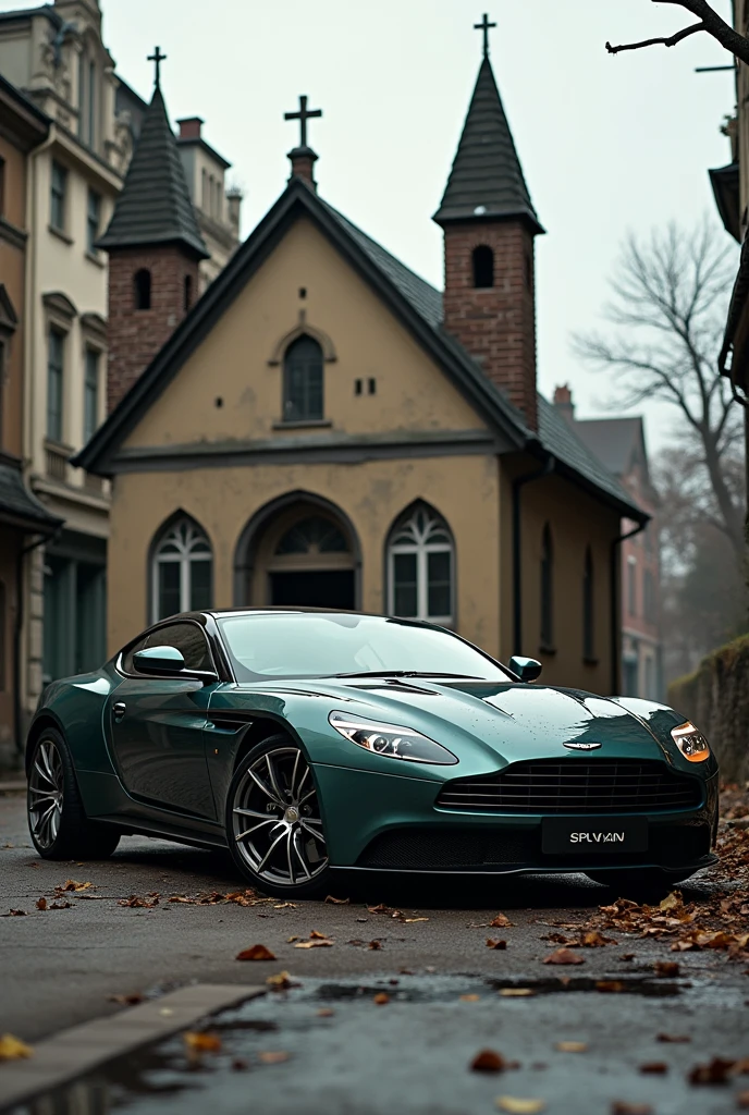 Image: A luxury car next to a very poor church
