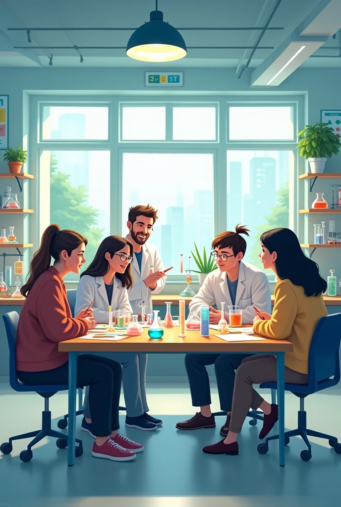 Make me an image of a pre-university chemistry circle for a WhatsApp group