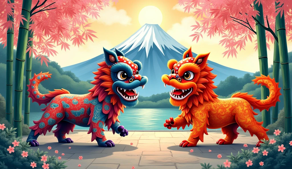 Lucky charm, graphic art of Japan's "Two Colorful Lion Dance"
If you're like Picasso, it's graphic art
Graphic art like Katsushika Hokusai
watercolor painting
complex art
be refined and calm
Very gorgeous
A gorgeous design that brings happiness
traditional Japanese scenery
Bamboo bushes, bamboo leaves, cherry blossoms, Mt. Fuji
Pretty cool
chic and modern design
4k
