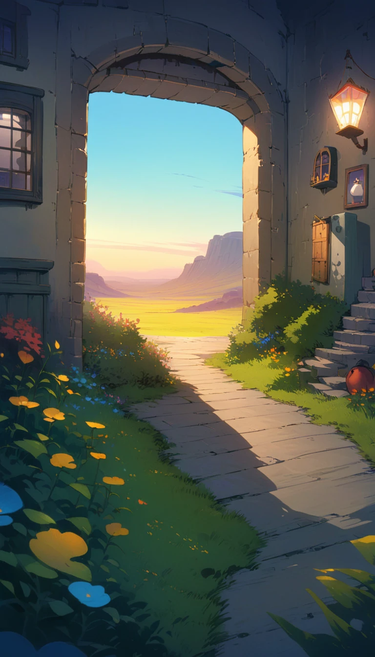 ultrawide landscape aesthetic,Studio ghibli inspired aesthetic, No People ,Witchy room