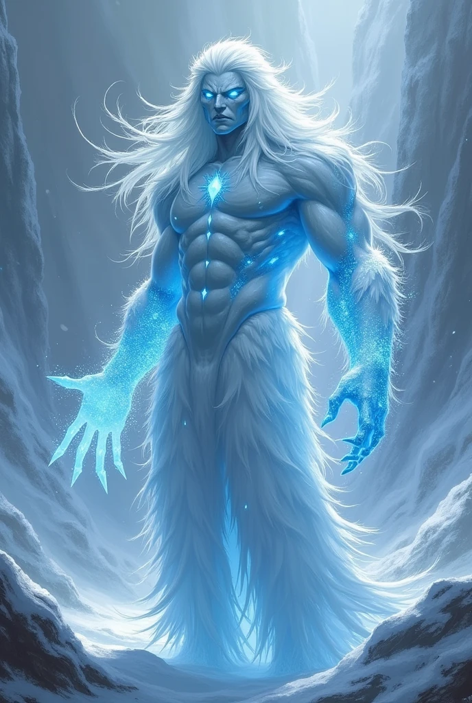 An entity named StormGlacier in a human form