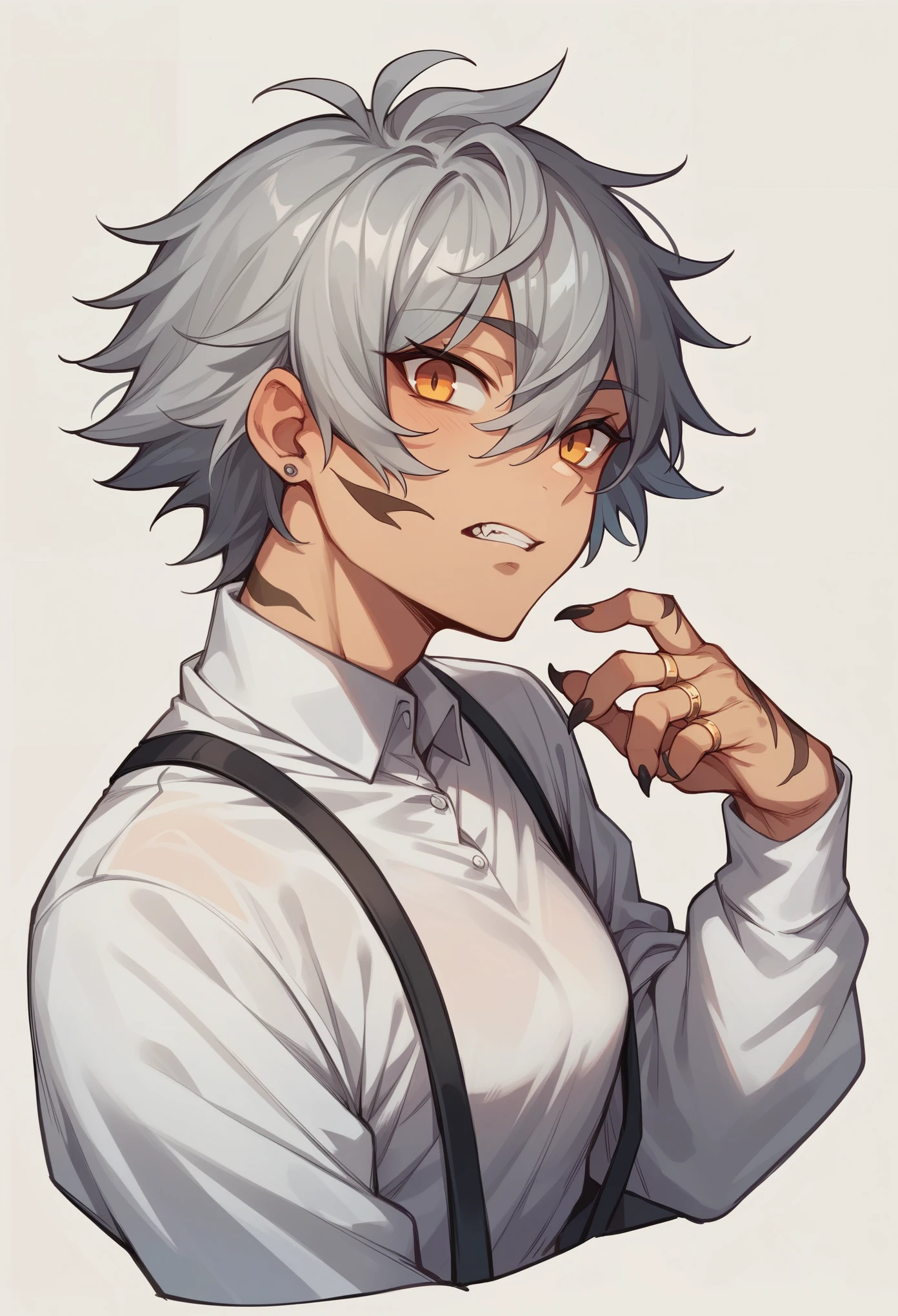 wearing a tiger skin、Gray Hair