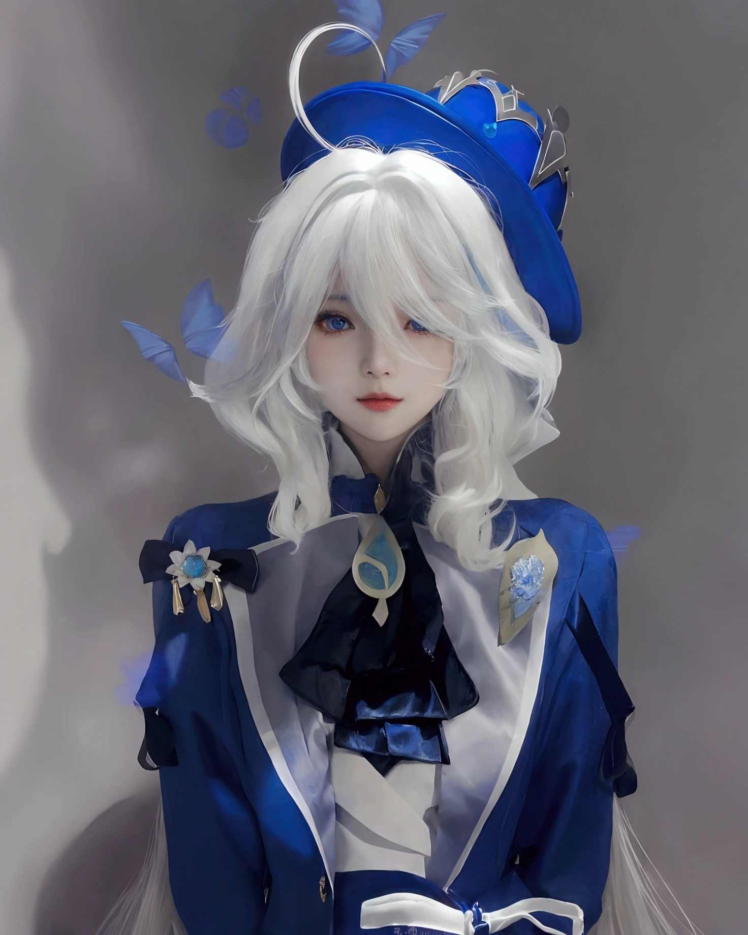 there is a woman with white hair and a blue hat, artwork in the style of guweiz, guweiz, guweiz on artstation pixiv, guweiz on pixiv artstation, fanart best artstation, by Yang J, render of april, 8k portrait render, ! dream artgerm, made with anime painter studio
