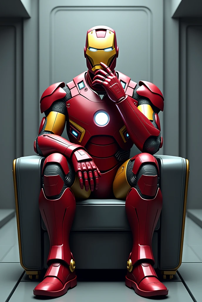 Iron man sitting on the chair 
