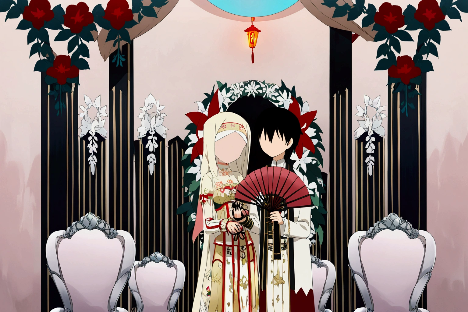 Faceless, hijab, anime style