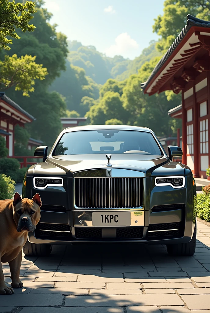A rolls Royce car with pitbull dog in japan