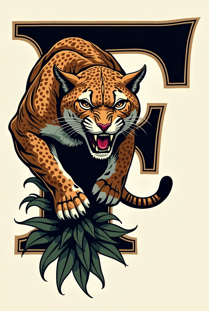 Decorate letter F with a puma