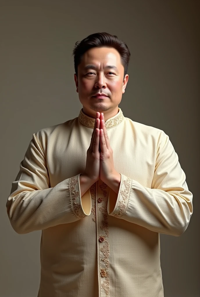 Elon Musk doing namaste wearing kurta pajama