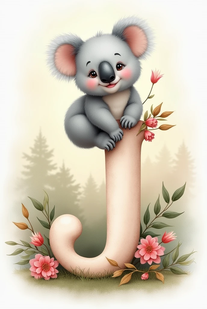 Decorate letter J with a koala