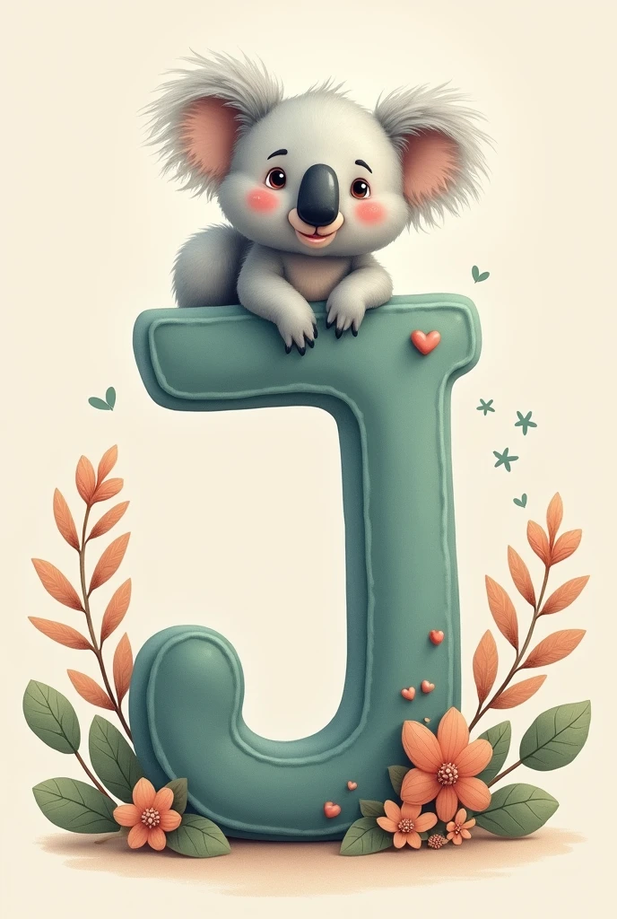 Decorate letter J with a koala