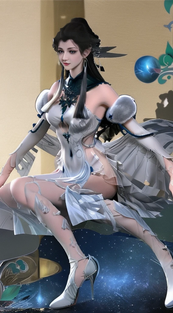 Real dynamic view,clear blue shining eyes,Crying face,Cute,kawaii girl, Constriction,big breasts thin waist,Slim big,Nipple protrusion,toppless,light blue shiny long hair,Transparent vinyl sailor ribbon,Sheer panties and off-the-shoulder shirt,Transparent white vinyl miniskirt,Embarrassing pose,ring light,Light source from below,art deco,art gallery,idol,spot light,mid night,