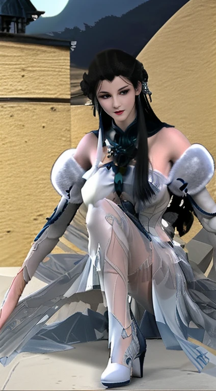 Moonlight scenery,The goddess is unique,High heel,it ,front,,,,No pants,,Sitting,性感front,dew
