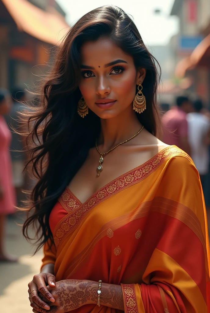 As I walked into the bustling streets of Delhi, my eyes were drawn to her stunning presence. A beautiful Indian girl adorned in vibrant traditional dress, her silk saree flowing gracefully with every step she took. Her dark locks cascaded down her back as her eyes sparkled with a hint of mischief and intelligence. The intricate henna designs on her hands told a story of tradition and culture, contrasting against her modern outlook. She embodied the essence of timeless beauty, a true reflection of India's rich heritage and grace.
With a sexcy look