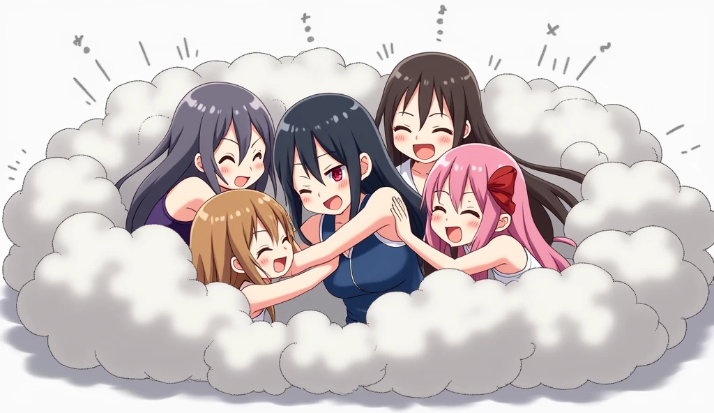 cute anime girl, black short bob hair, big expressive eyes, soft facial features, kawaii, cheerful smile, , pastel colors, high-quality, detailed, studio ghibli style"nsfw、under boob.cameltoe 、crotch grab、cum on body 、excessive cum 、sweat、fellatio gesture、girl trembling with sexual climax