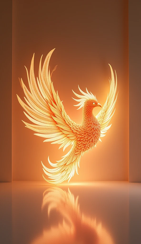 Phoenix concept decoration integrates minimalist light and travels through the five-point perspective mirror, close-up
