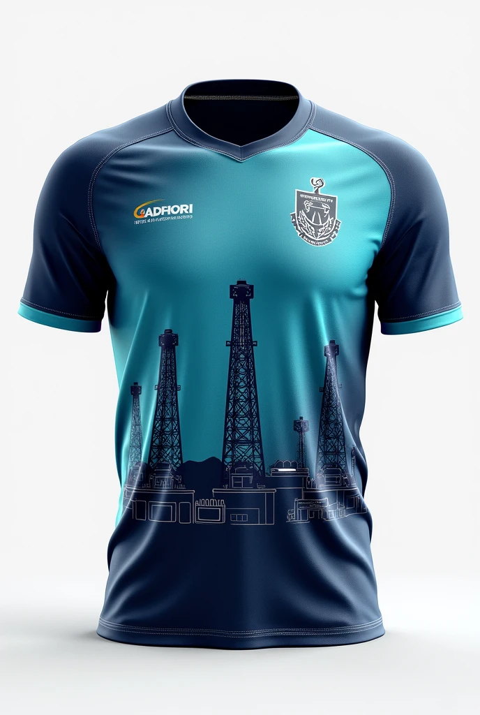 Create a front and back image of a football shirt for the Petroleum Engineering course