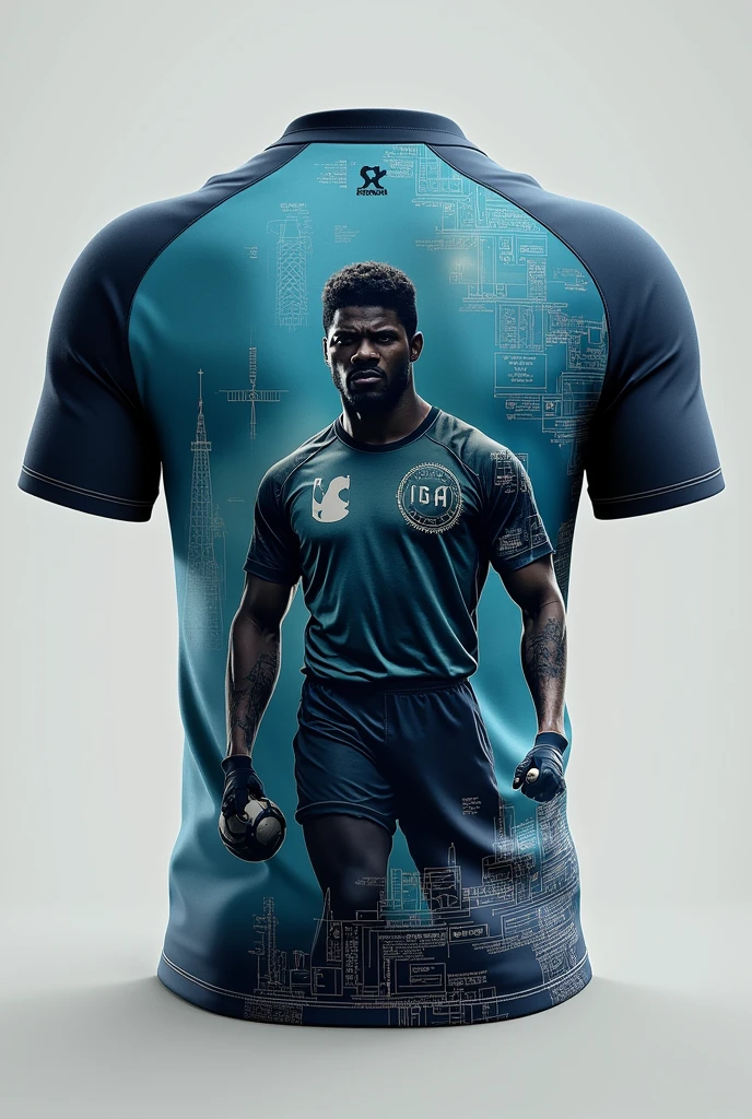 Create a front and back image of a football shirt for the Petroleum Engineering course, with few details 

