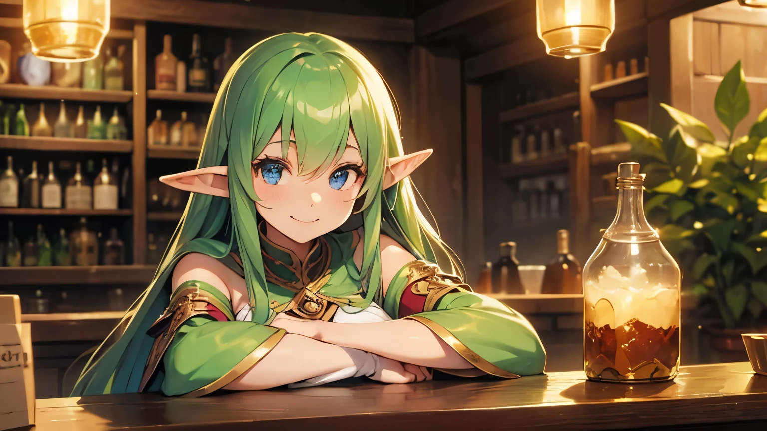 Elven Village Inside the bar Vibrancy Elf Girl The girl is beautiful The girl is smiling
