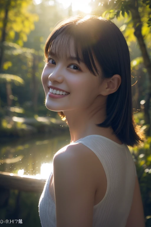 (8k, RAW photo, best quality, masterpiece), (photorealistic), outstanding details, ultra-high resolution, anatomically correct, textured skin, (Extremely precise and accurate anatomy),
Ultra Detailed Face, Detailed Eyes, 

(Cute Japanese girl), light smile, Potters working in the forest, 
cinematic lighting in the hair, hair light, wind in the hair,
A square in the forest, 

(backlighting), 
(reflection light from below:1.4), 
atmospheric perspective, depth of field, 
(dramatic lighting), cinematic lighting, 