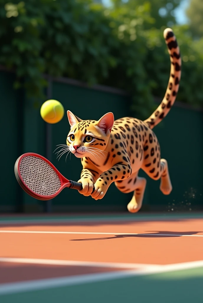 Make an ocelot playing Padel