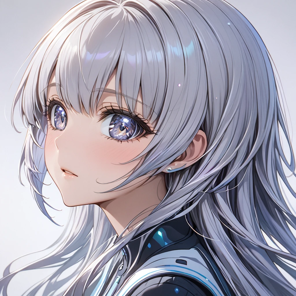 ((Highest quality)), ((masterpiece)), (detailed), （Perfect Face）、The woman is an alien, Reika Aoki, with semi-long hair and little grey hair